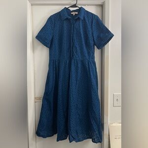 EUC Timeless London Blue eyelet Harlow midi dress - L